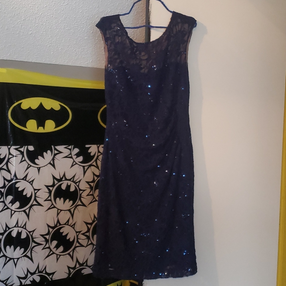 Dark blue sequined dress